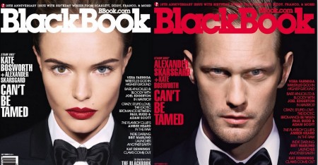 Magazín BlackBook obliekol Alexandra Skarsgarda a Kate Bosworth do obleku