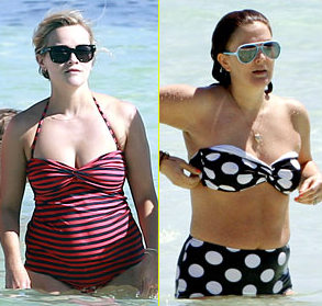 Reese Witherspoon, Cameron Diaz a Drew Barrymore v bikinách