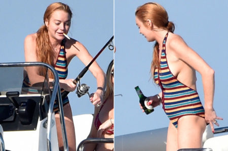 Tehotná Lindsay s pivom a cigaretou