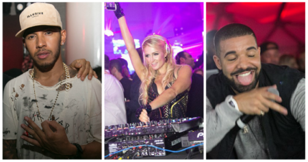 Lewis Hamilton, Paris Hilton a Drake na p�rty